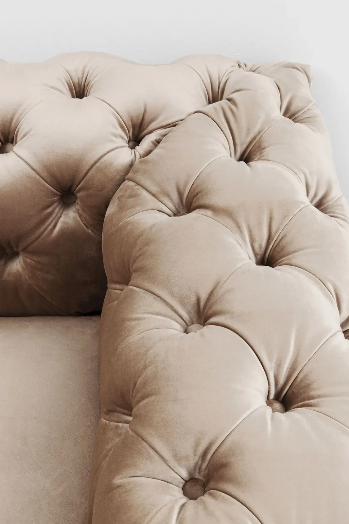 Soffa Desire - Beige Sammet, 3-Sits - KARE Design