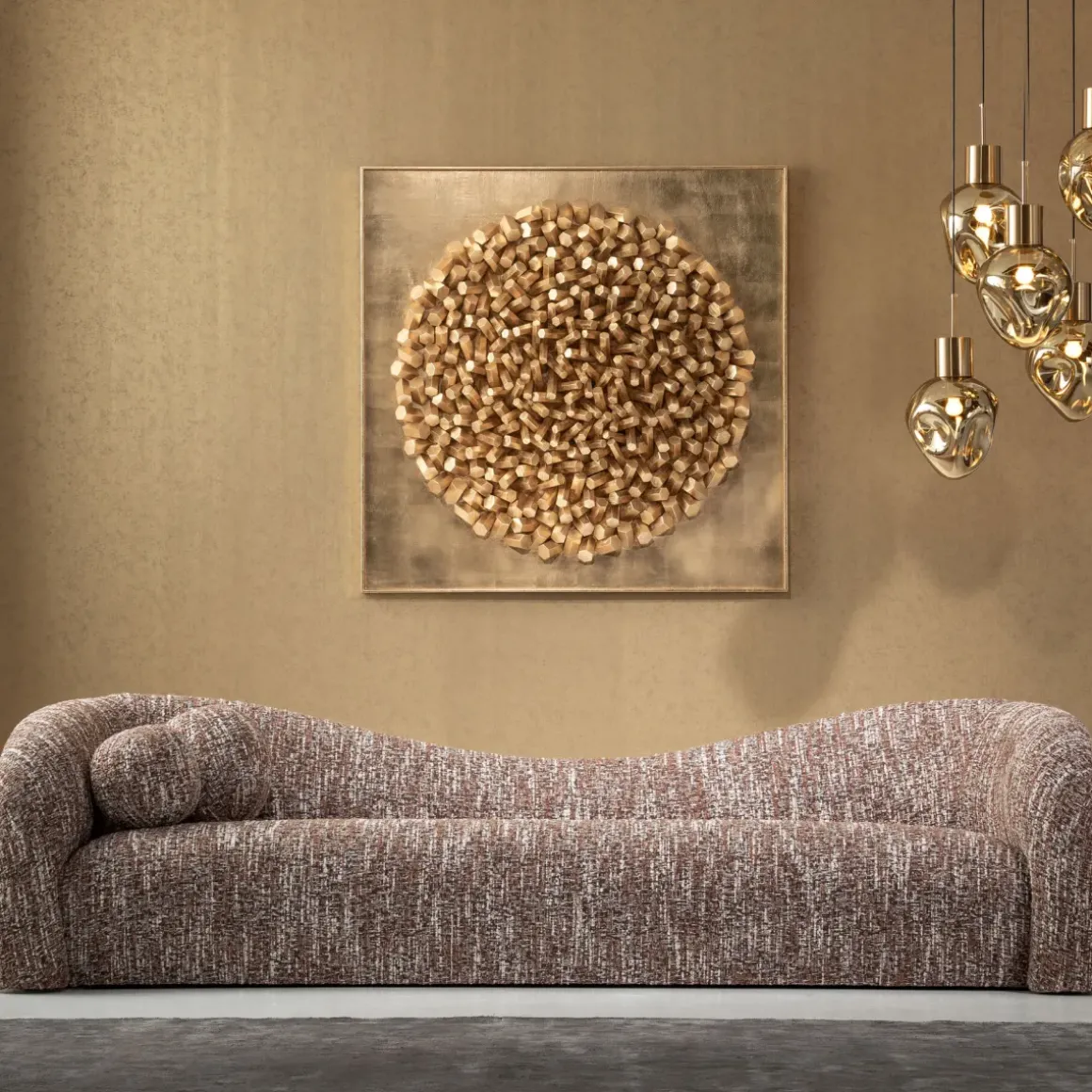 Soffa Livia - Melange Brown 3-sits - KARE Design