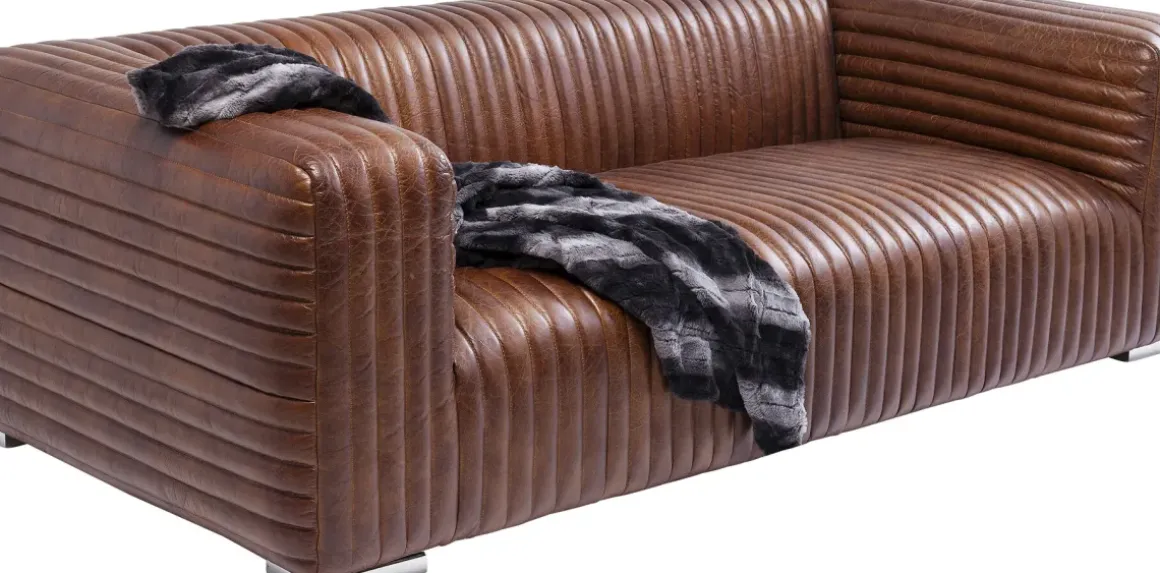 Soffa Malibu - Brun Läder, 3-Sits - KARE Design