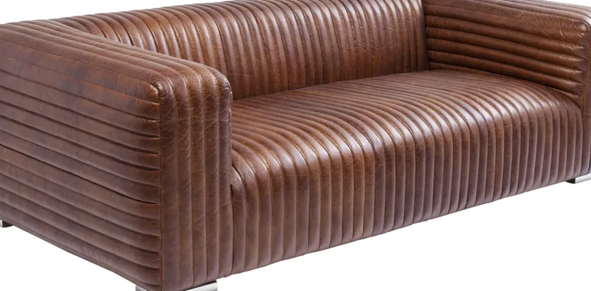 Soffa Malibu - Brun Läder, 3-Sits - KARE Design