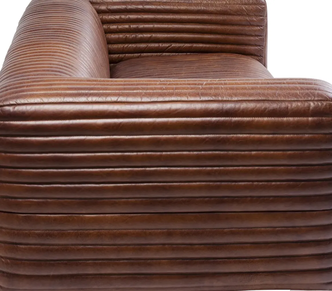 Soffa Malibu - Brun Läder, 3-Sits - KARE Design