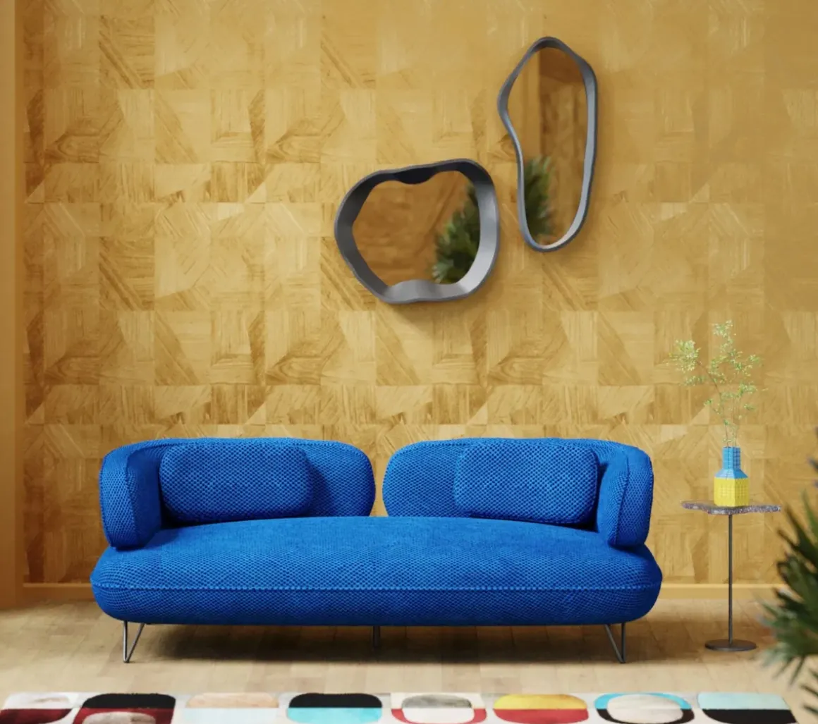 Soffa Peppo 2-Sits - Blå, 182cm - KARE Design