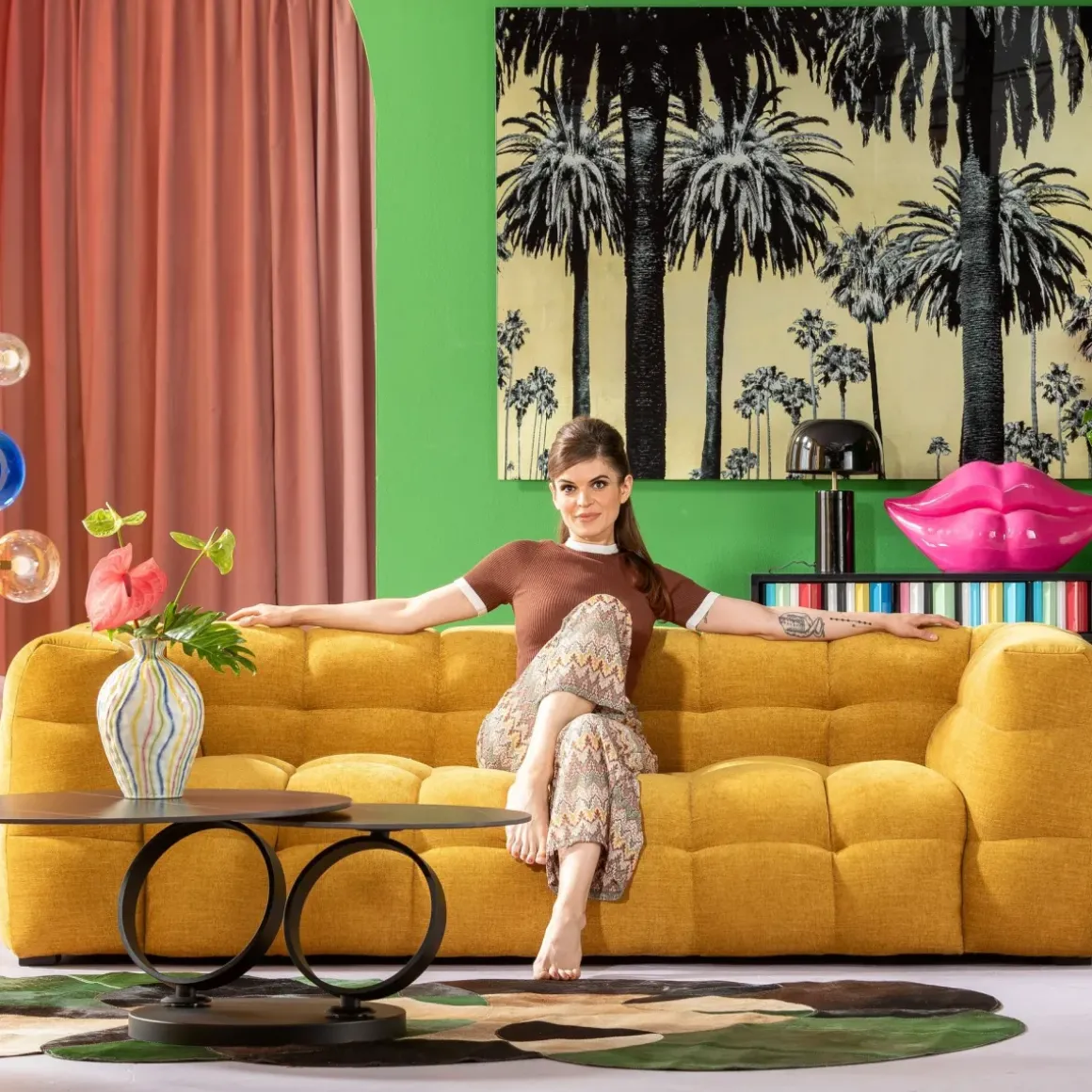 Soffa Salamanca - 3-sits, Gul, 240cm - KARE Design