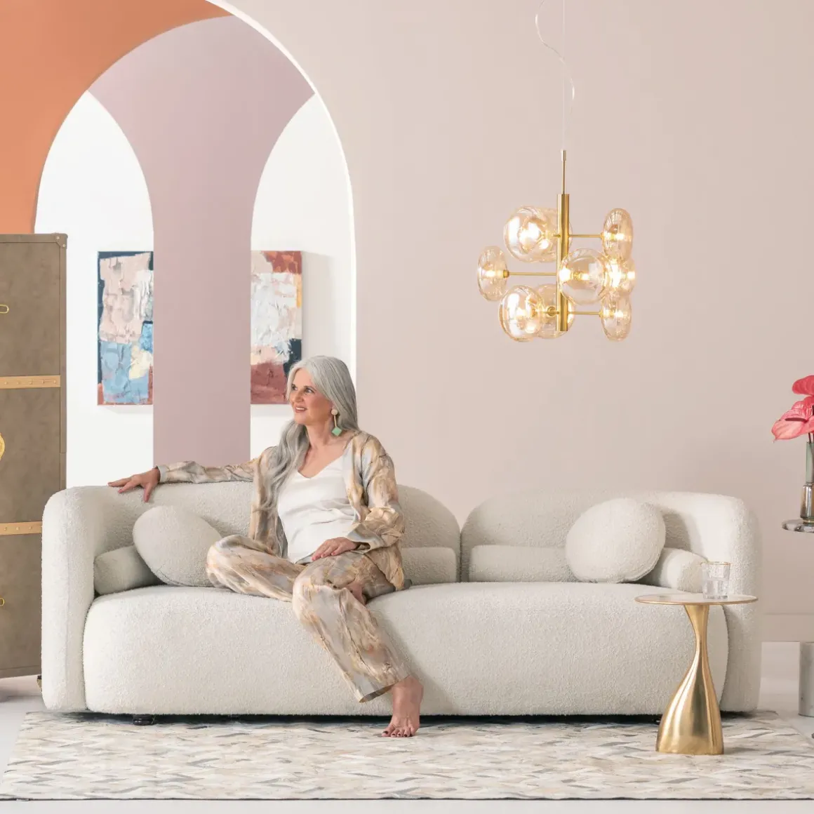 Soffa 3-Sits Kelly - Boucle, 225cm - KARE Design