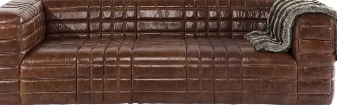 Soffa Square Dance - Brun Läder, 3-Sits - KARE Design
