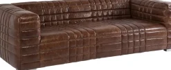 Soffa Square Dance - Brun Läder, 3-Sits - KARE Design
