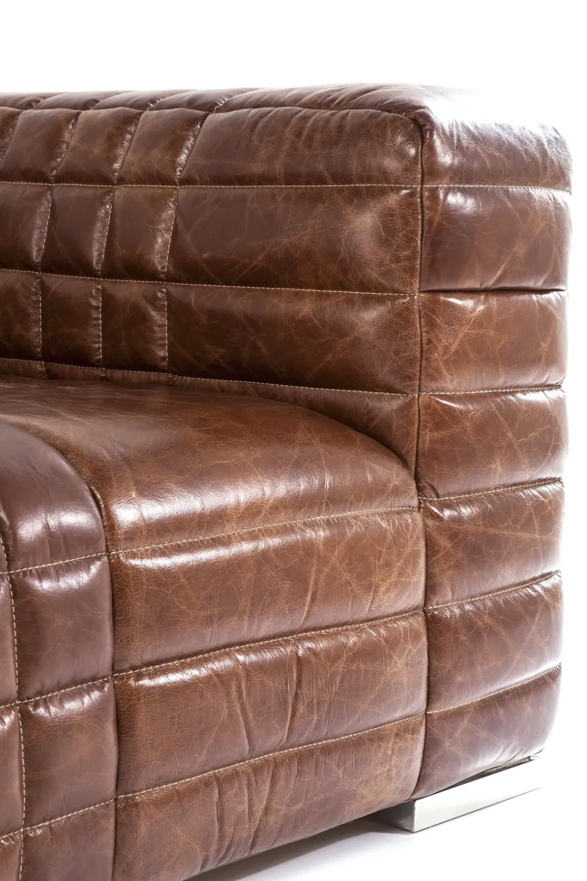 Soffa Square Dance - Brun Läder, 3-Sits - KARE Design