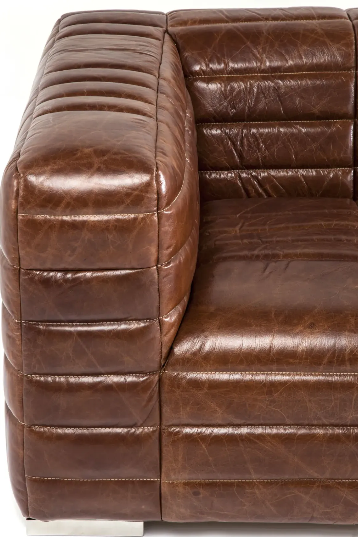 Soffa Square Dance - Brun Läder, 3-Sits - KARE Design