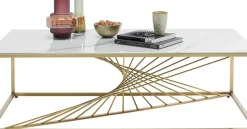 Soffbord Art - Mässing/Vitt Marmoret Glas, 140x70cm - KARE Design