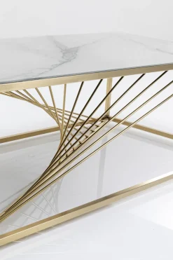 Soffbord Art - Mässing/Vitt Marmoret Glas, 140x70cm - KARE Design