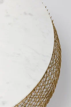 Soffbord Cesta Gold - Runt bord i Guldfinish/Marmor Ø100cm - KARE Design