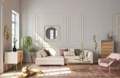 Soffbord Cesta Gold - Runt bord i Guldfinish/Marmor Ø100cm - KARE Design