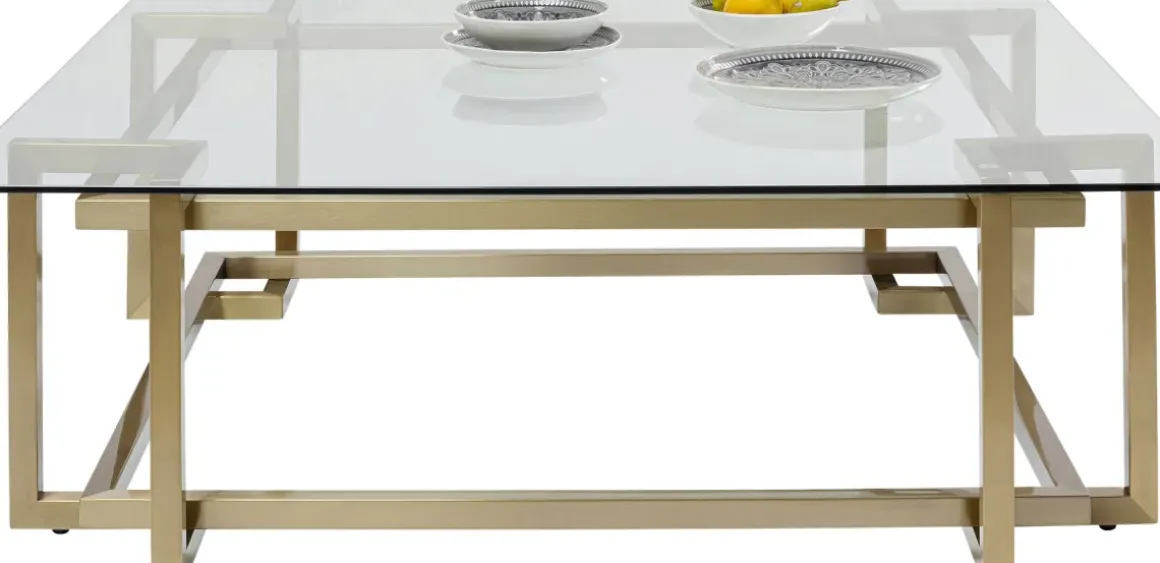Soffbord Clara - Guld/Glas, 120x120cm - KARE Design