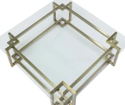 Soffbord Clara - Guld/Glas, 120x120cm - KARE Design