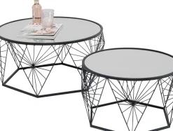 Soffbord Cobweb - Svart/Glas, Set med 2 Bord - KARE Design