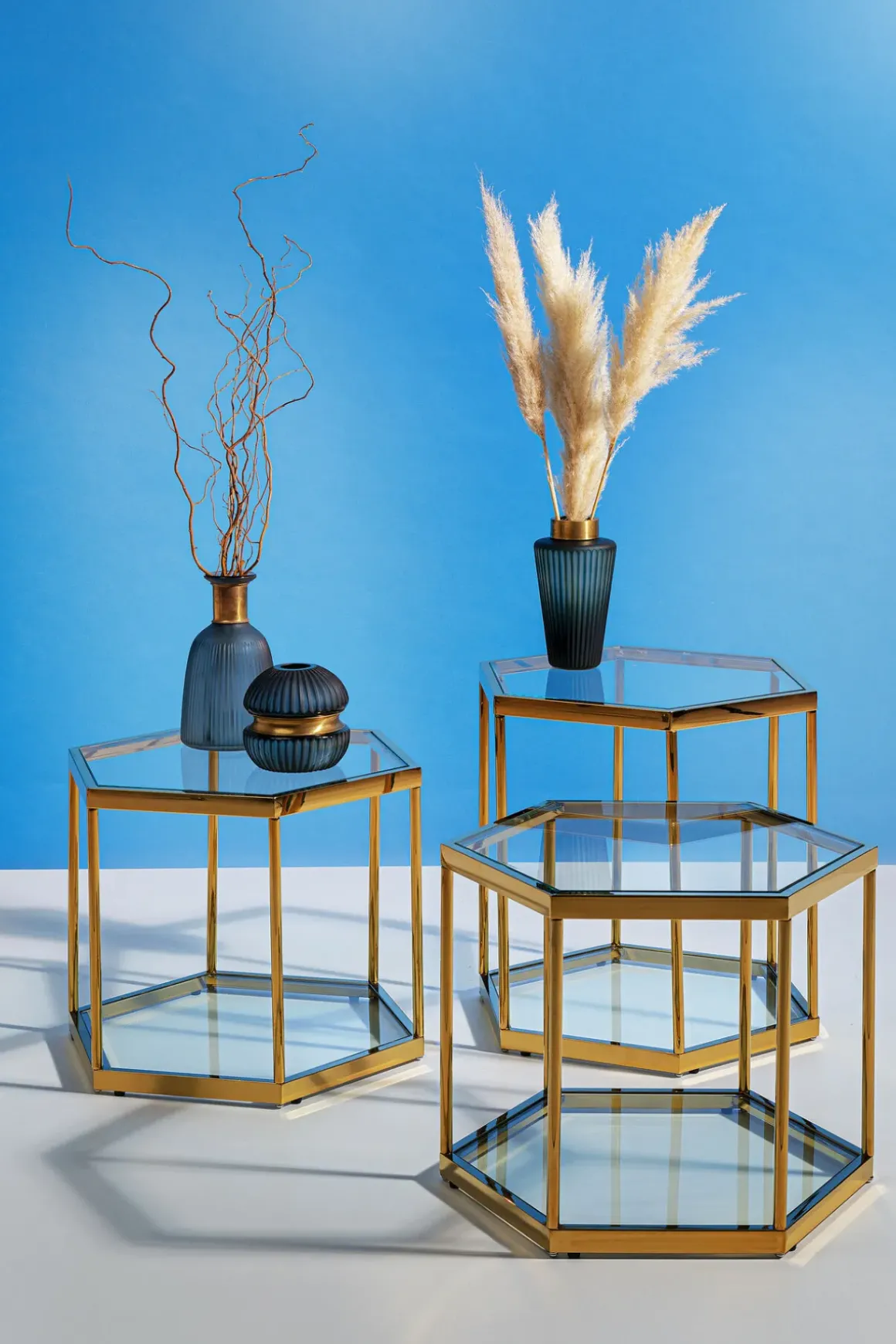 Soffbord Comb - Guld/Glas, 45cm - KARE Design