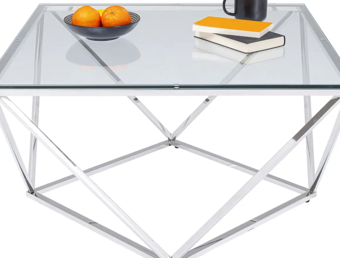 Soffbord Cristallo - Silver/Glas, 80x80cm - KARE Design