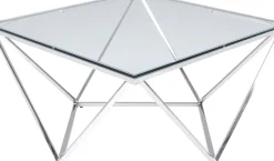 Soffbord Cristallo - Silver/Glas, 80x80cm - KARE Design