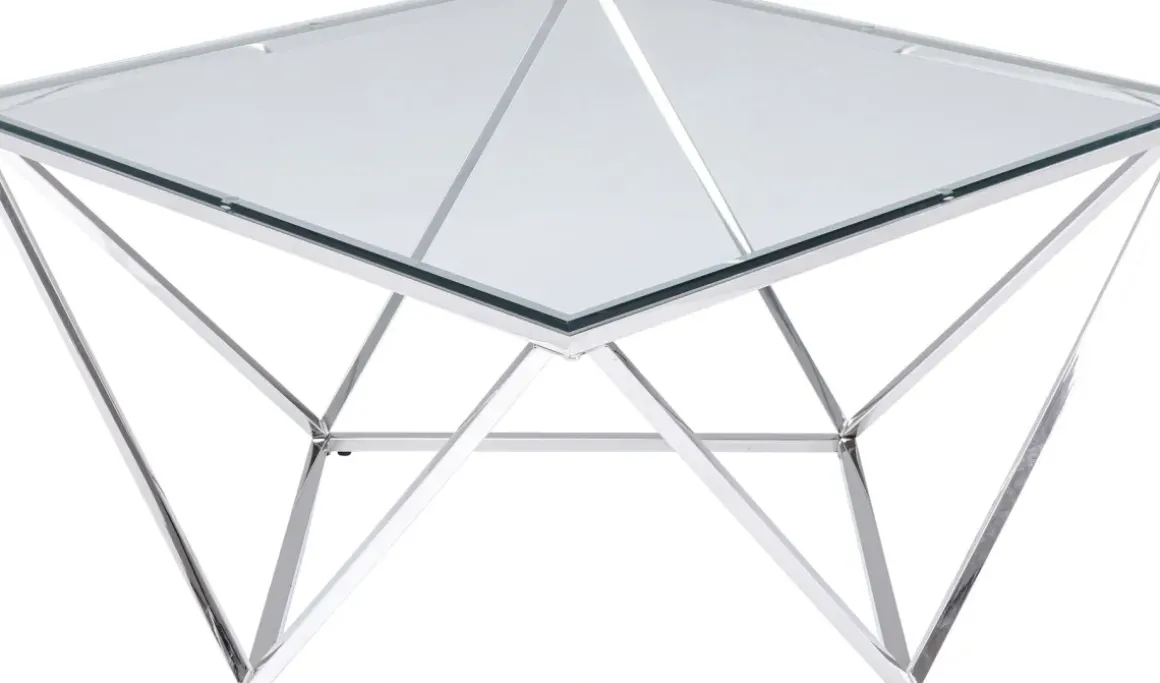 Soffbord Cristallo - Silver/Glas, 80x80cm - KARE Design