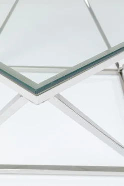 Soffbord Cristallo - Silver/Glas, 80x80cm - KARE Design