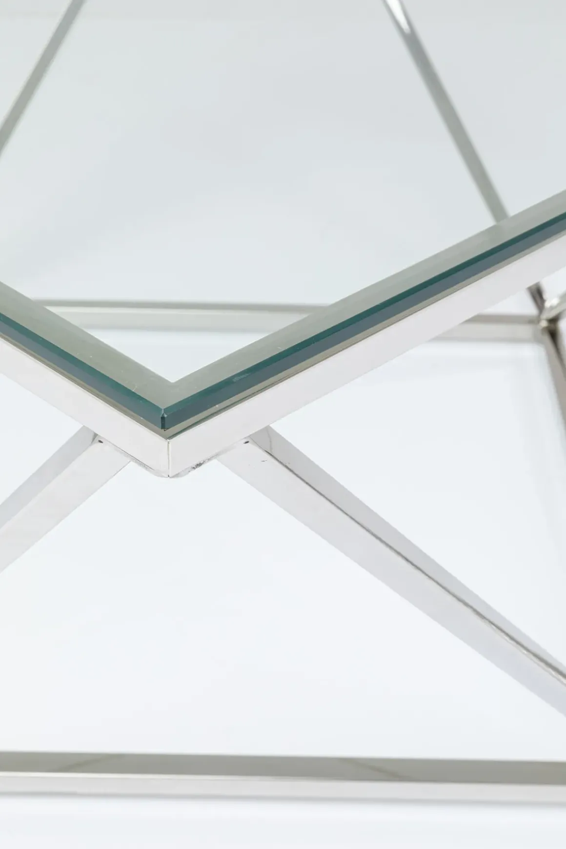 Soffbord Cristallo - Silver/Glas, 80x80cm - KARE Design