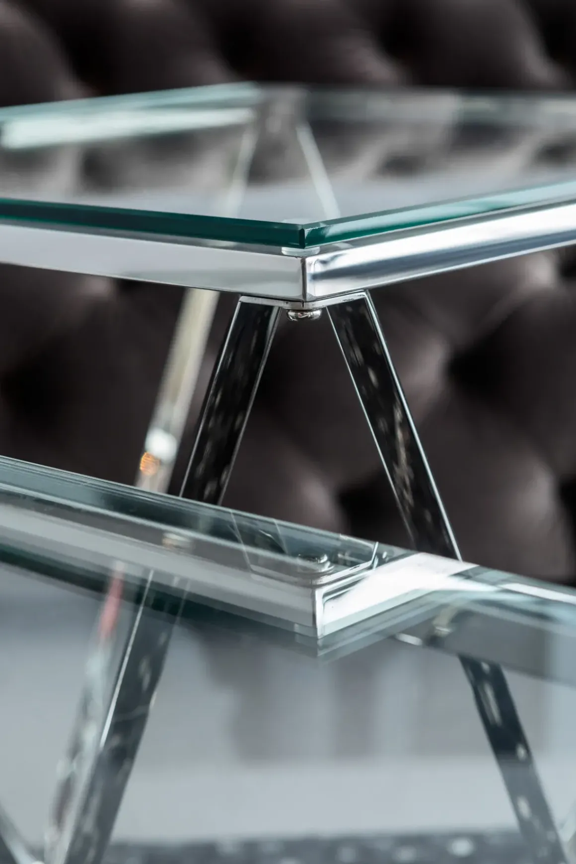 Soffbord Cristallo - Silver/Glas, 80x80cm - KARE Design