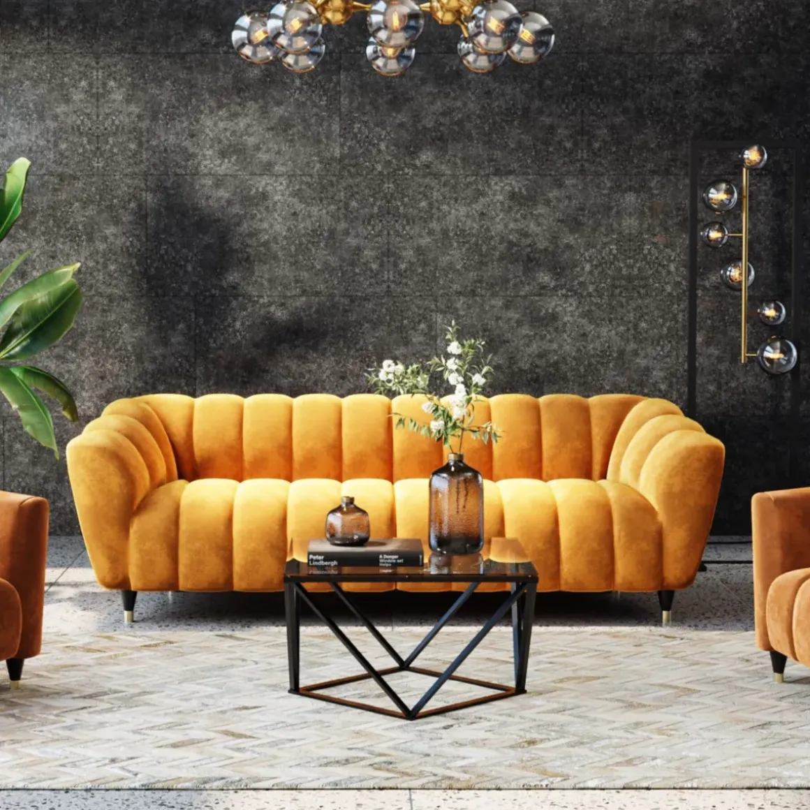 Soffbord Cristallo - Svart/Glas, 80x80cm - KARE Design