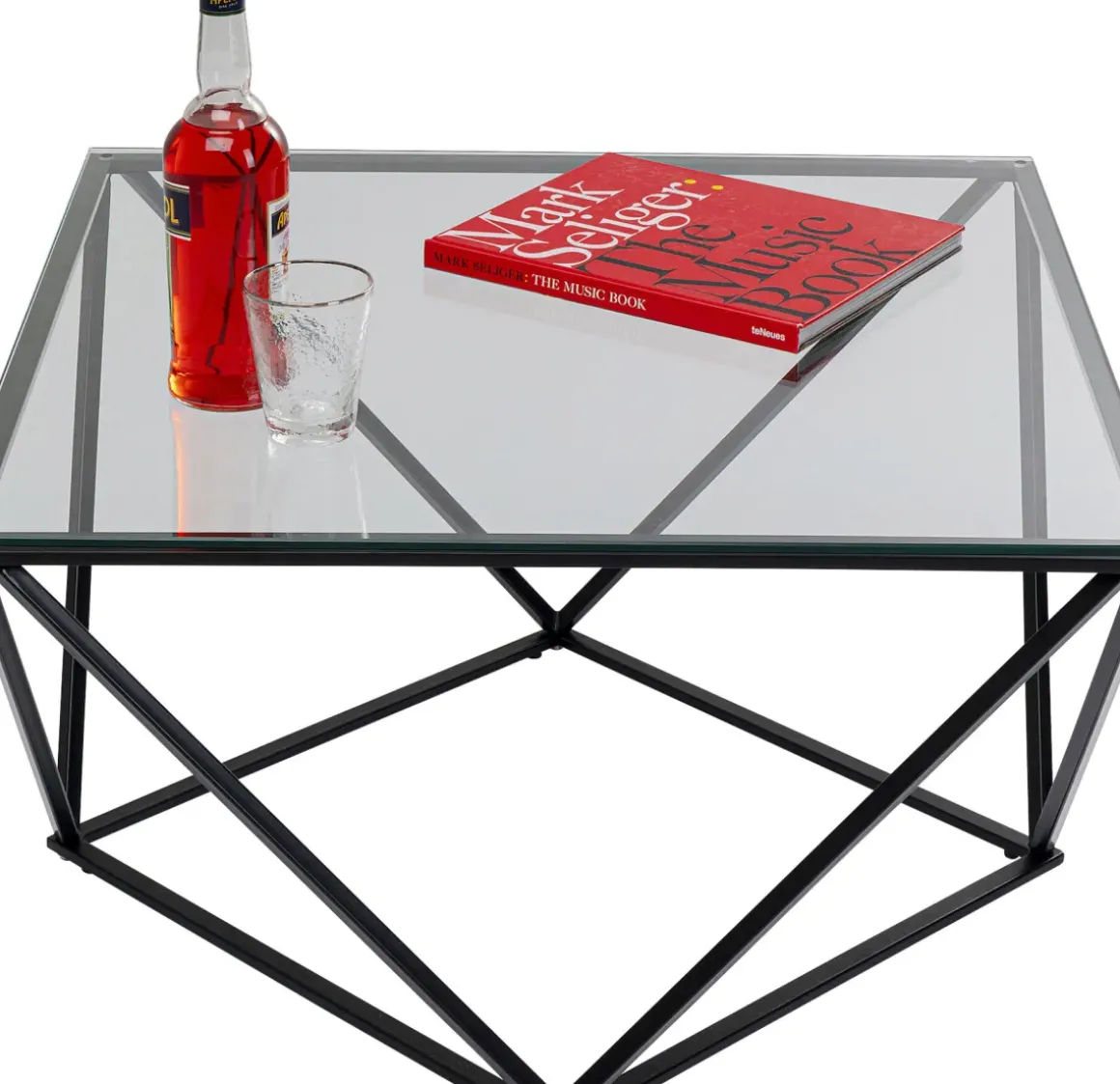 Soffbord Cristallo - Svart/Glas, 80x80cm - KARE Design