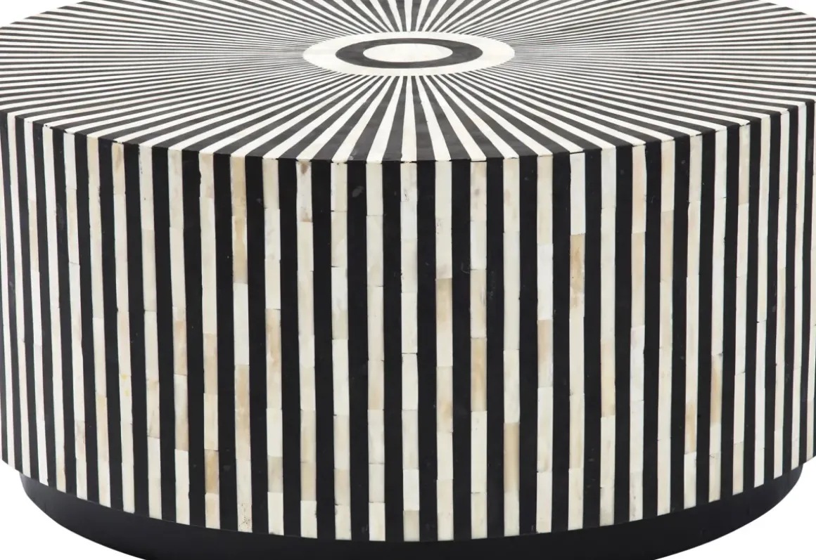 Soffbord Electra - Runt Bord Svart/Vit Intarsia, Ø75cm - KARE Design