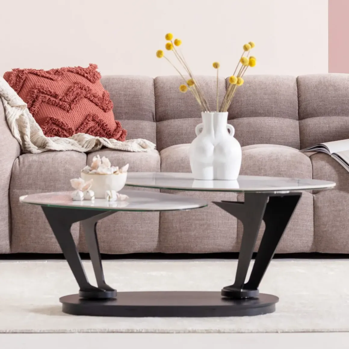 Soffbord Franklin - Svart/Vit, 150x58cm - KARE Design