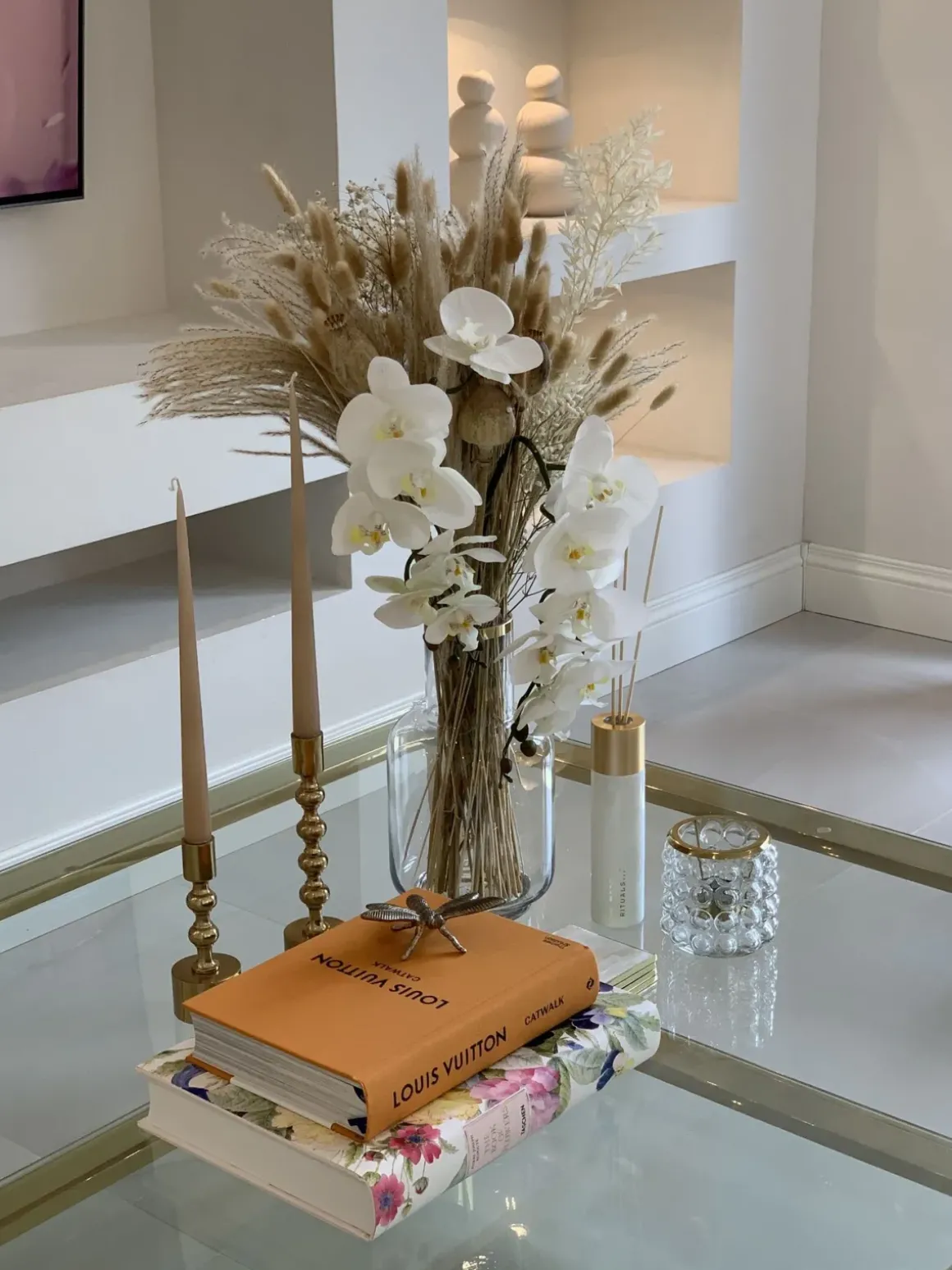 Soffbord Gold Rush - Glasbord med Hylla, 120x120cm - KARE Design