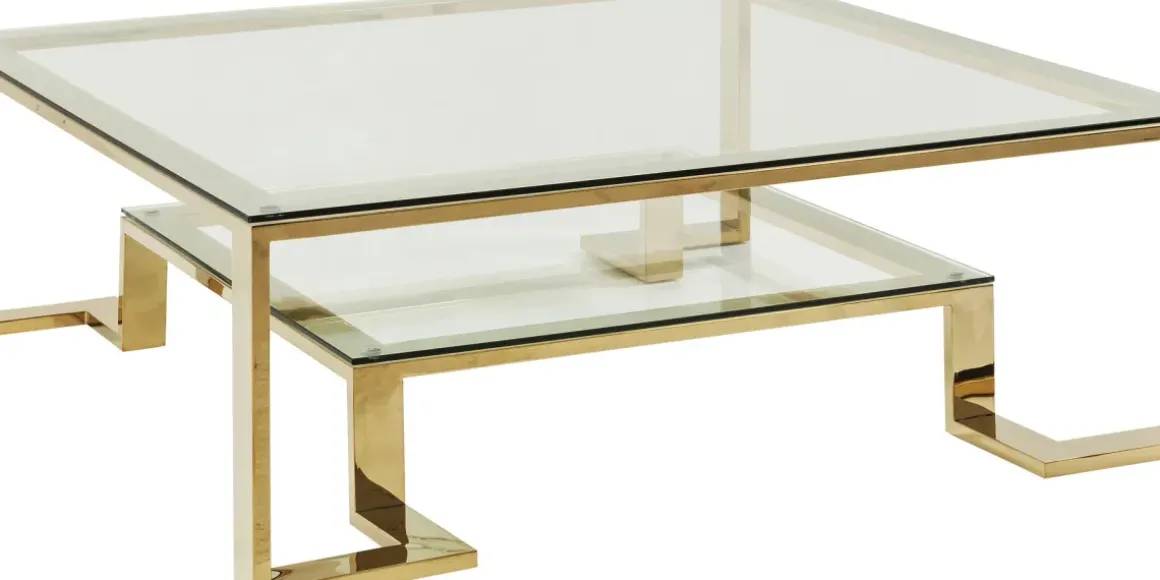 Soffbord Gold Rush - Glasbord med Hylla, 120x120cm - KARE Design