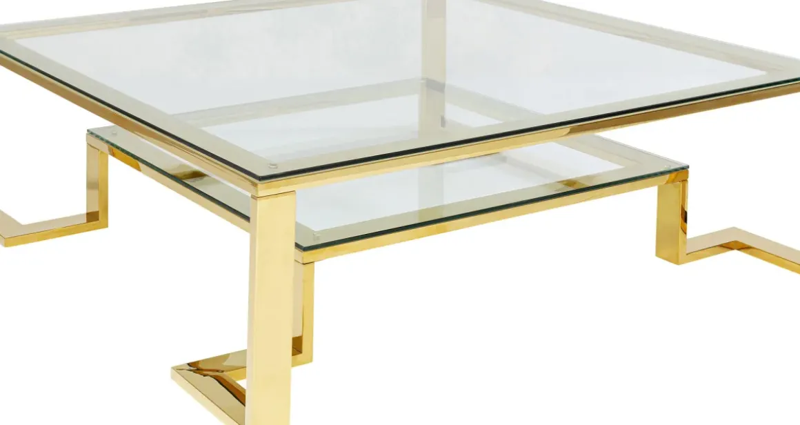 Soffbord Gold Rush - Glasbord med Hylla, 120x120cm - KARE Design