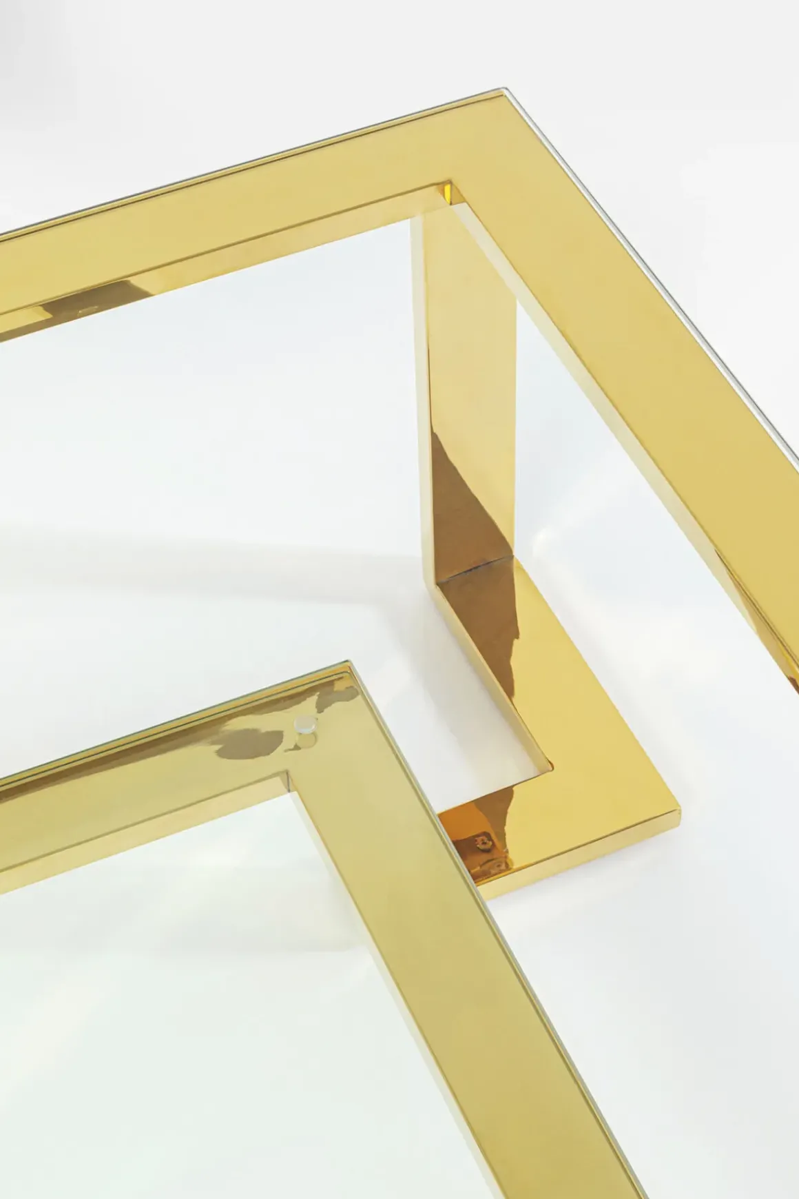 Soffbord Gold Rush - Glasbord med Hylla, 120x120cm - KARE Design