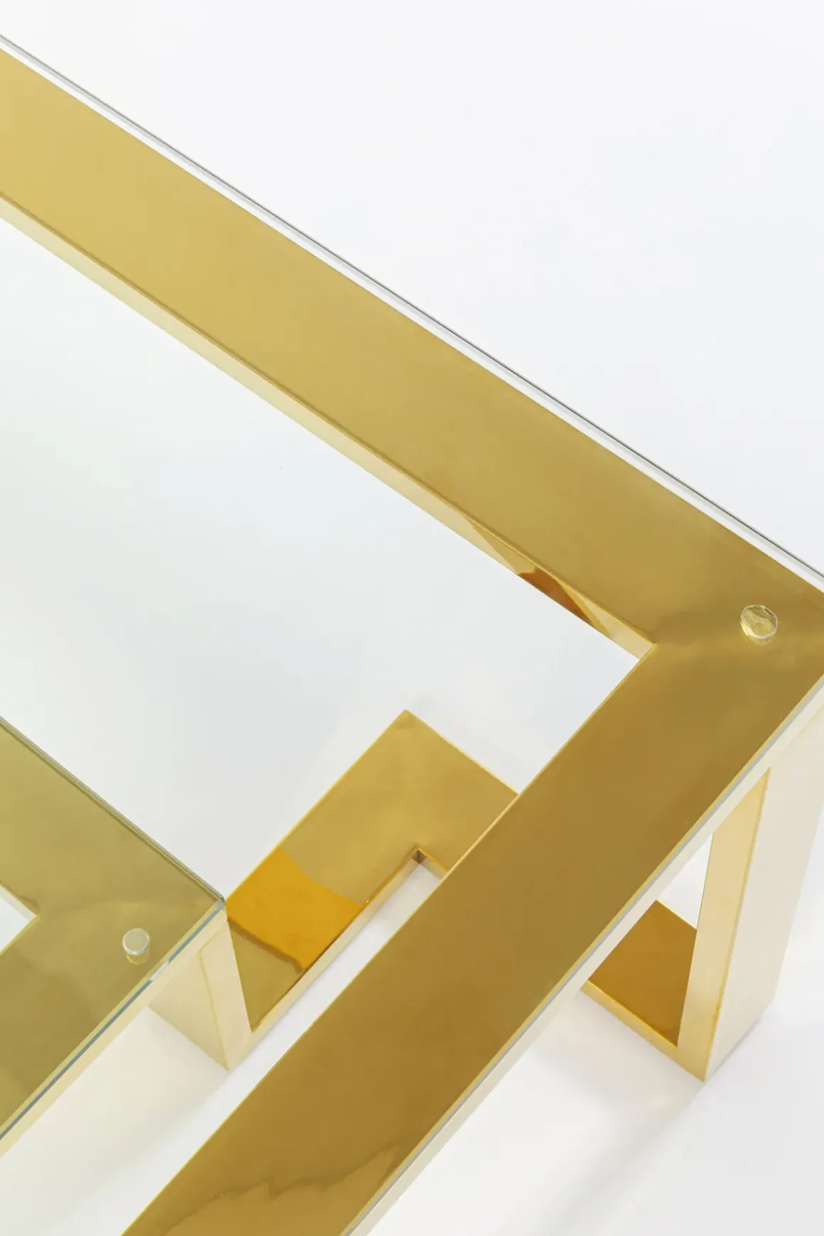 Soffbord Gold Rush - Glasbord med Hylla, 120x120cm - KARE Design