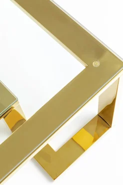 Soffbord Gold Rush - Glasbord med Hylla, 120x120cm - KARE Design
