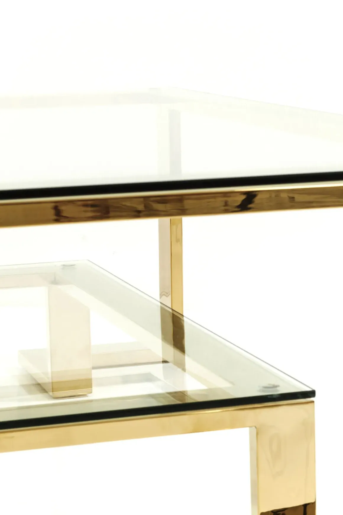 Soffbord Gold Rush - Glasbord med Hylla, 120x120cm - KARE Design