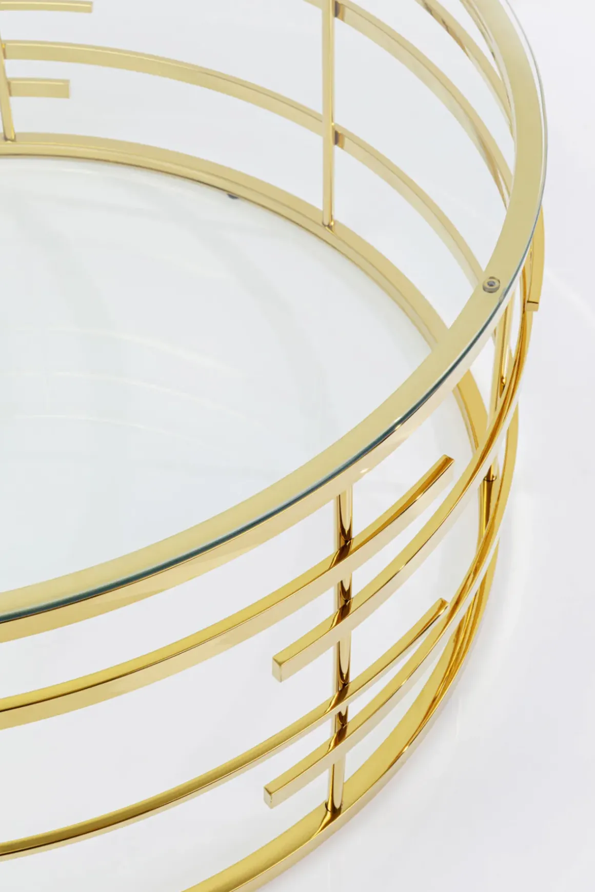 Soffbord Jupiter Rund - Mässing/Glas, Ø100cm - KARE Design