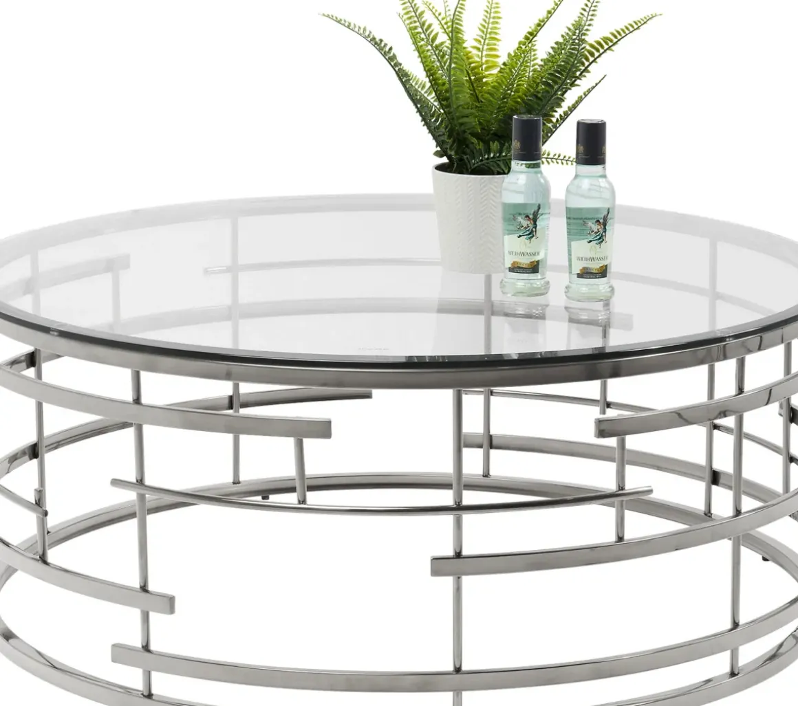 Soffbord Jupiter Rund - Silver/Glas, Ø100cm - KARE Design