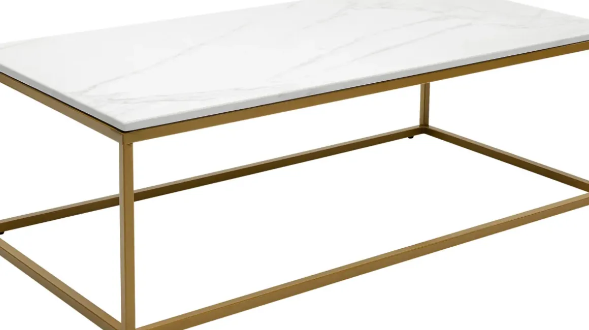 Soffbord Key West - Rektangulärt Bord Marmor/Guld, 120x60cm - KARE Design