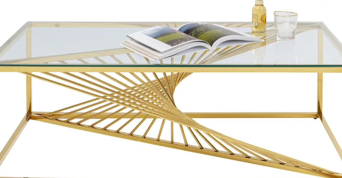 Soffbord Laser - Rektangulärt Bord Glas/Guld, 120x60cm - KARE Design