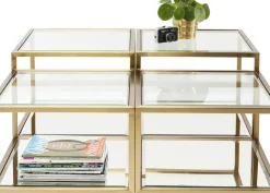 Soffbord Luigi - Set med 4 Bord i Mässing/Glas - KARE Design