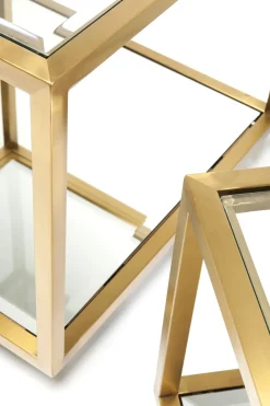Soffbord Luigi - Set med 4 Bord i Mässing/Glas - KARE Design