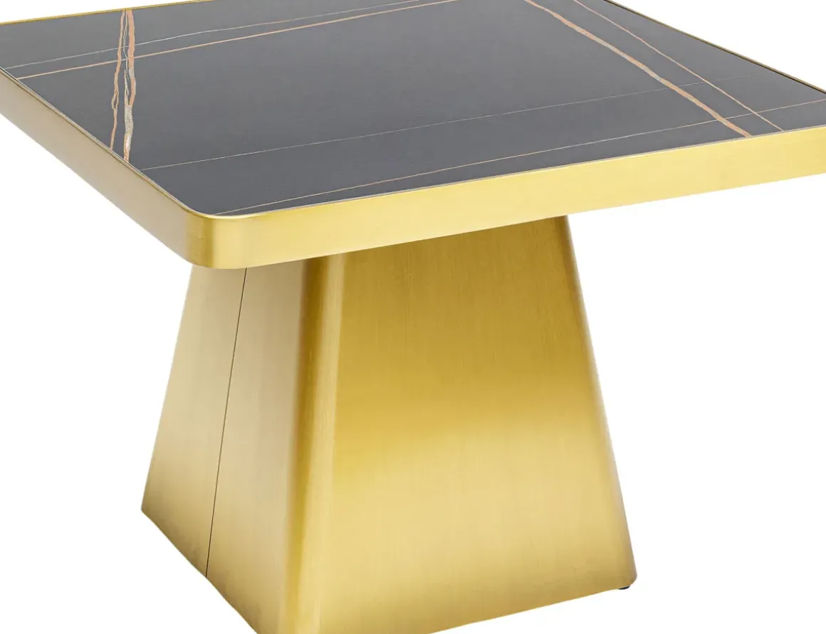 Soffbord Miler - Guld/Marmor, 80x80cm - KARE Design