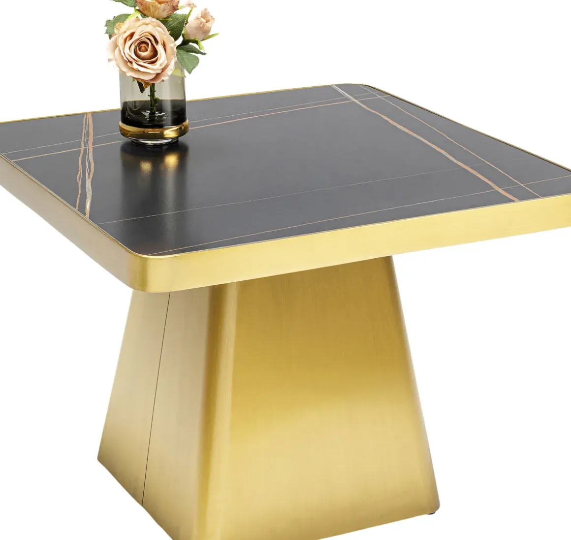Soffbord Miler - Guld/Marmor, 80x80cm - KARE Design