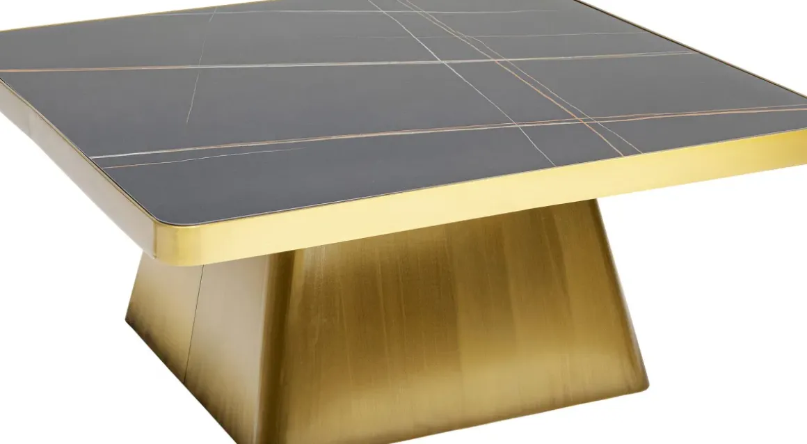 Soffbord Miler - Guld/Marmor, 80x80cm - KARE Design