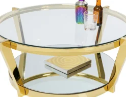 Soffbord Monocolo - Runt Bord i Glas/Guld, Ø90cm - KARE Design