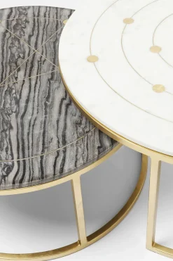 Soffbord Mystic Round - Marmor/Mässing Set med 2 Bord Ø90/80cm - KARE Design