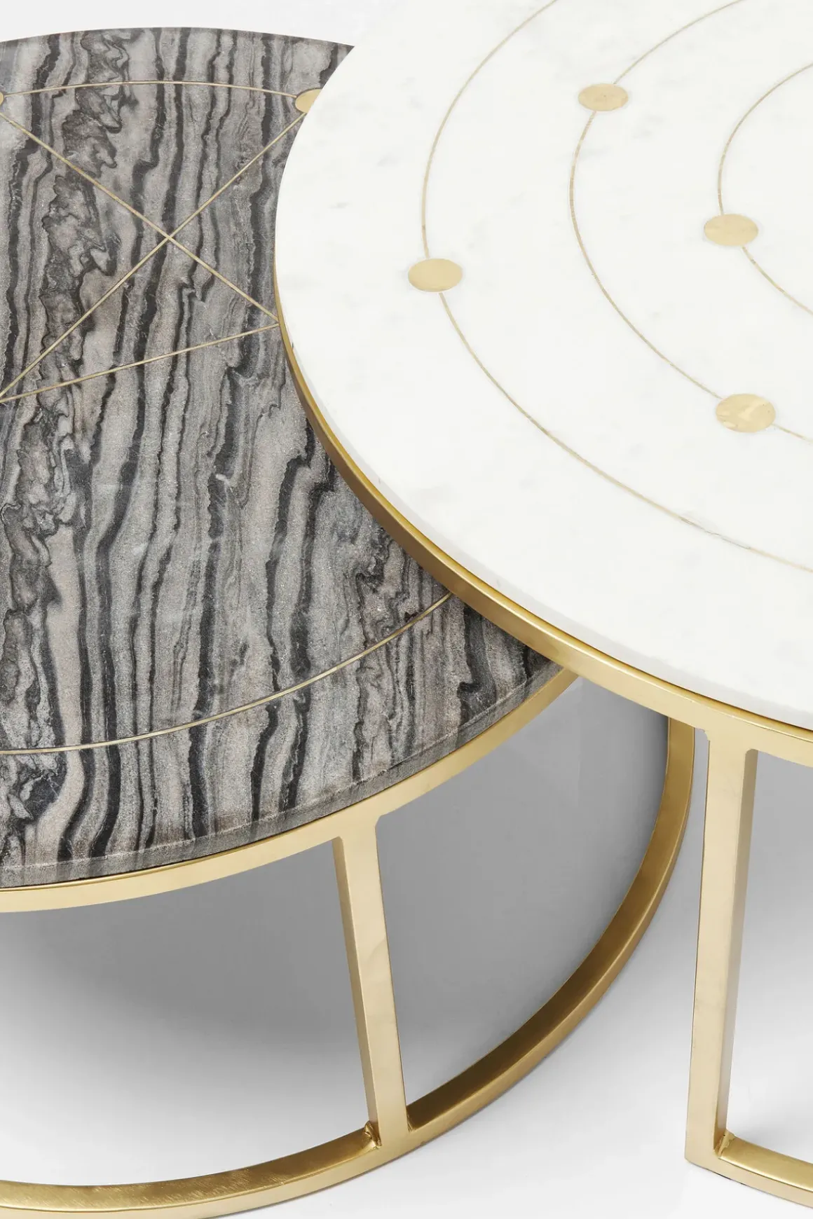 Soffbord Mystic Round - Marmor/Mässing Set med 2 Bord Ø90/80cm - KARE Design