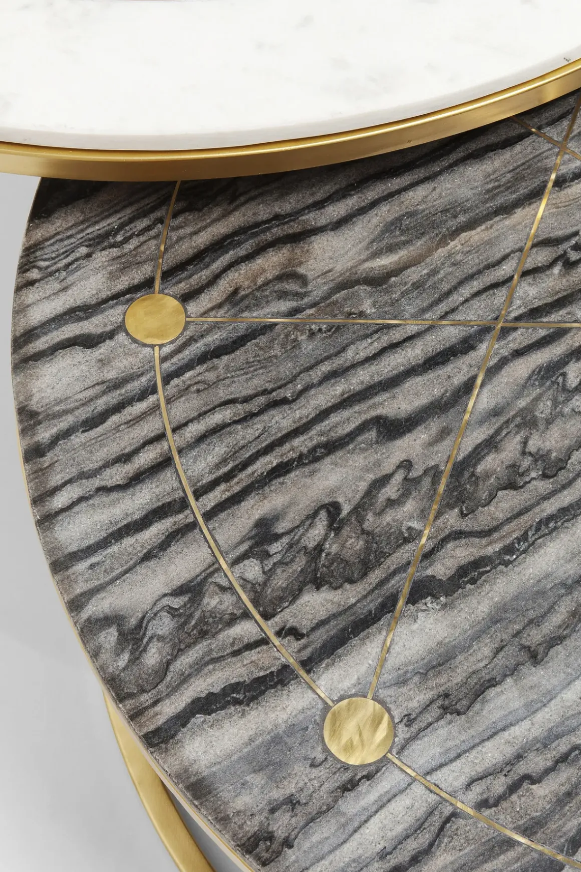 Soffbord Mystic Round - Marmor/Mässing Set med 2 Bord Ø90/80cm - KARE Design